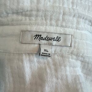 Madewell Lightspun Beachside Crinkle Gauze Cropped button down shirt XL